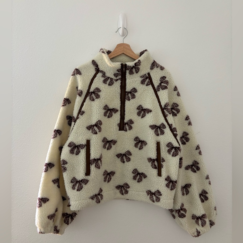 Talulah bows Sherpa 1/4 zip up jacket